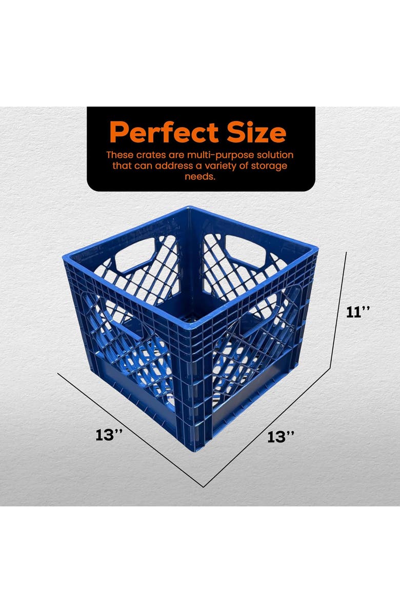 Juggernaut Storage Milk Crate 16 Quart Blue Multi Purpose Storage, Alternate, color, Blue