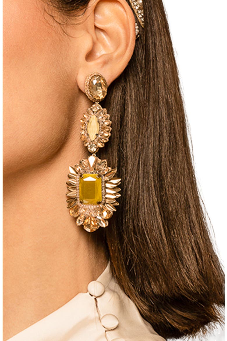 Klara Beaded Crystal Drop Earrings, Alternate, color, YELLOW