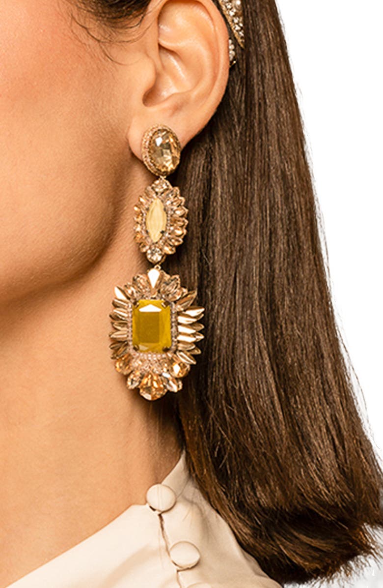 Deepa Gurnani Klara Beaded Crystal Drop Earrings, Alternate, color, Yellow
