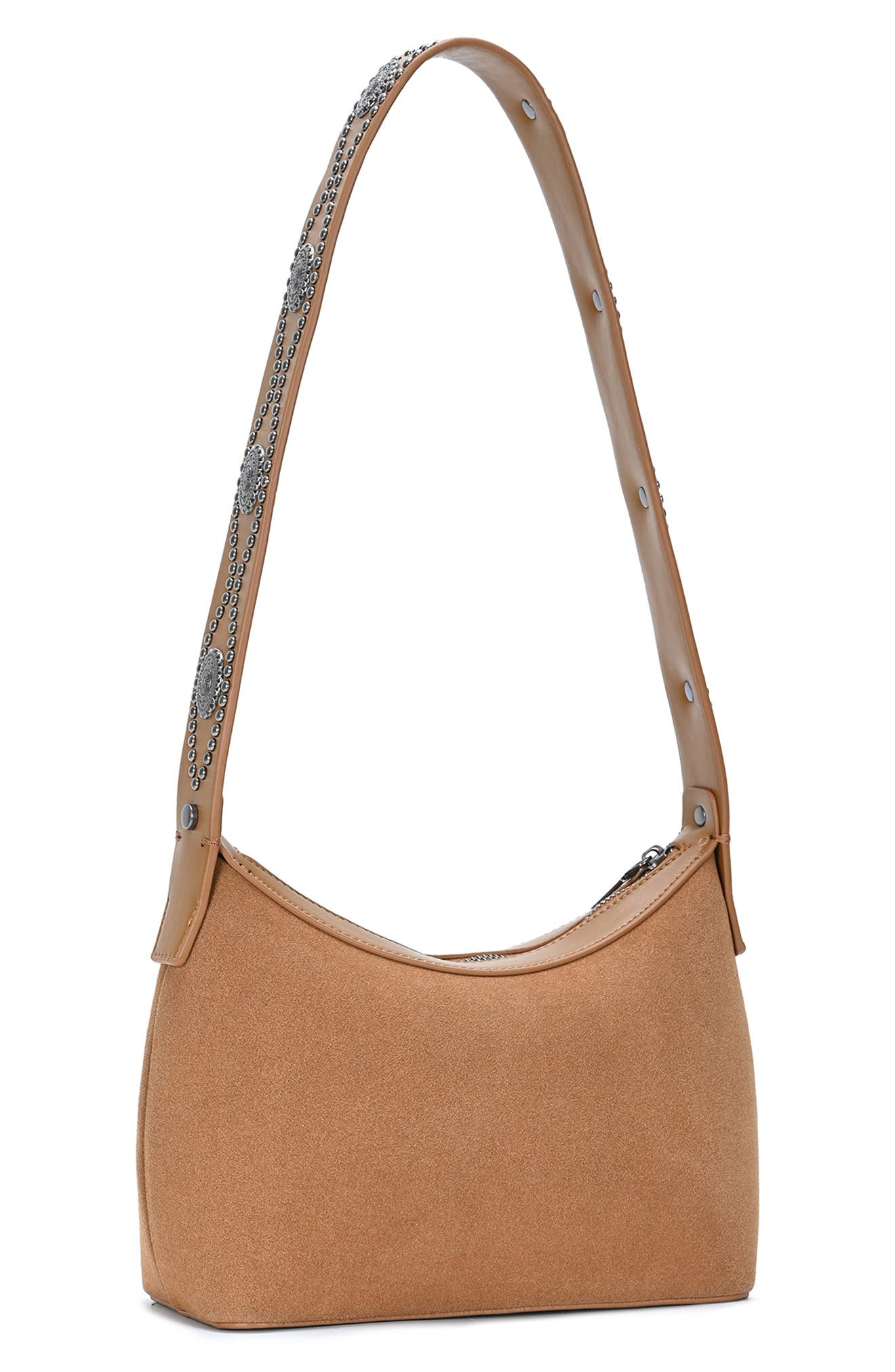 Western Studded Strap Leather Shoulder Bag, Alternate, color, TAN