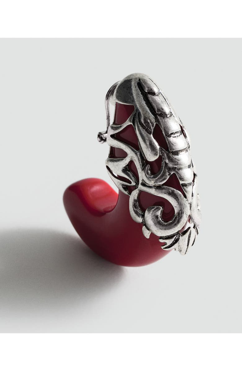 MANGO Volume Resin
Metal Huggie Hoop Earrings, Alternate, color,