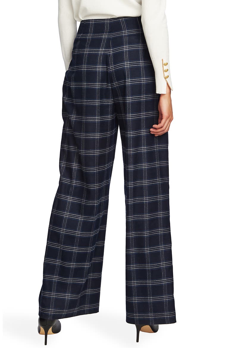 Soft Plaid Wide Leg Pants, Alternate, color, BLUE NIGHT