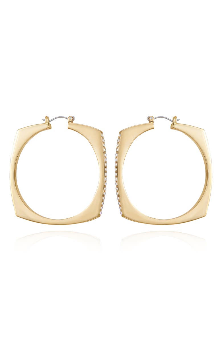 Vince Camuto Pavé Square Hoop Earrings, Alternate, color, Gold