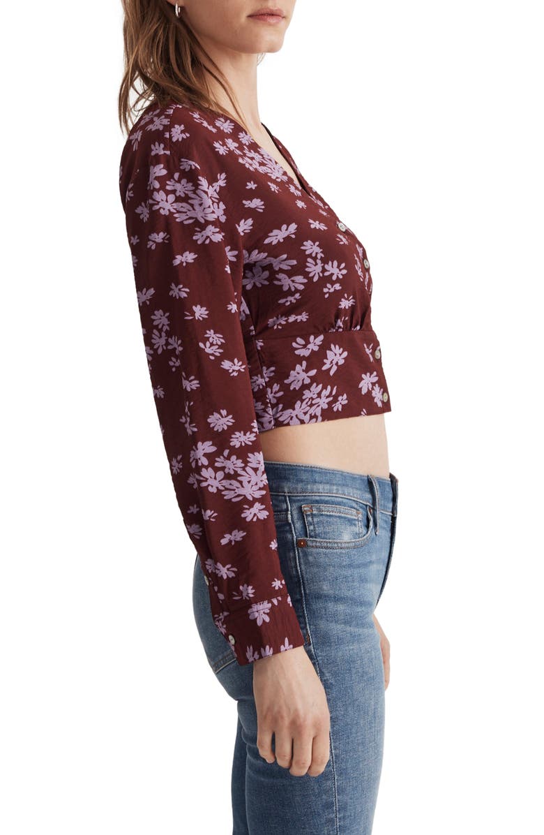 Madewell V-Neck Button-Front Shirt, Alternate, color, Cabernet