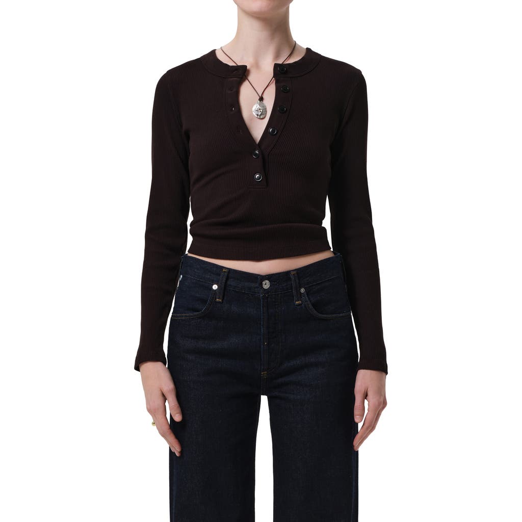 Citizen Of Humanity Citizens Of Humanity Varra Rib Henley In Brown