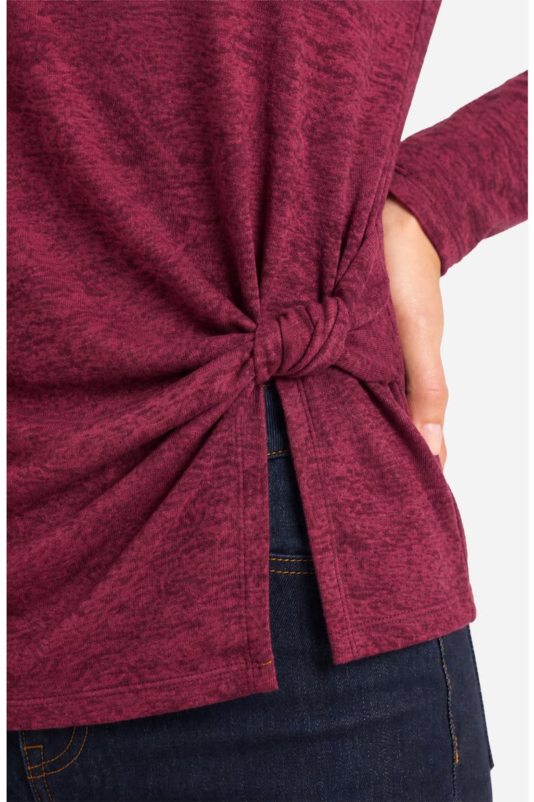 Side Knot Draped Knit Top, Alternate, color, CRANBERRY MLNGE