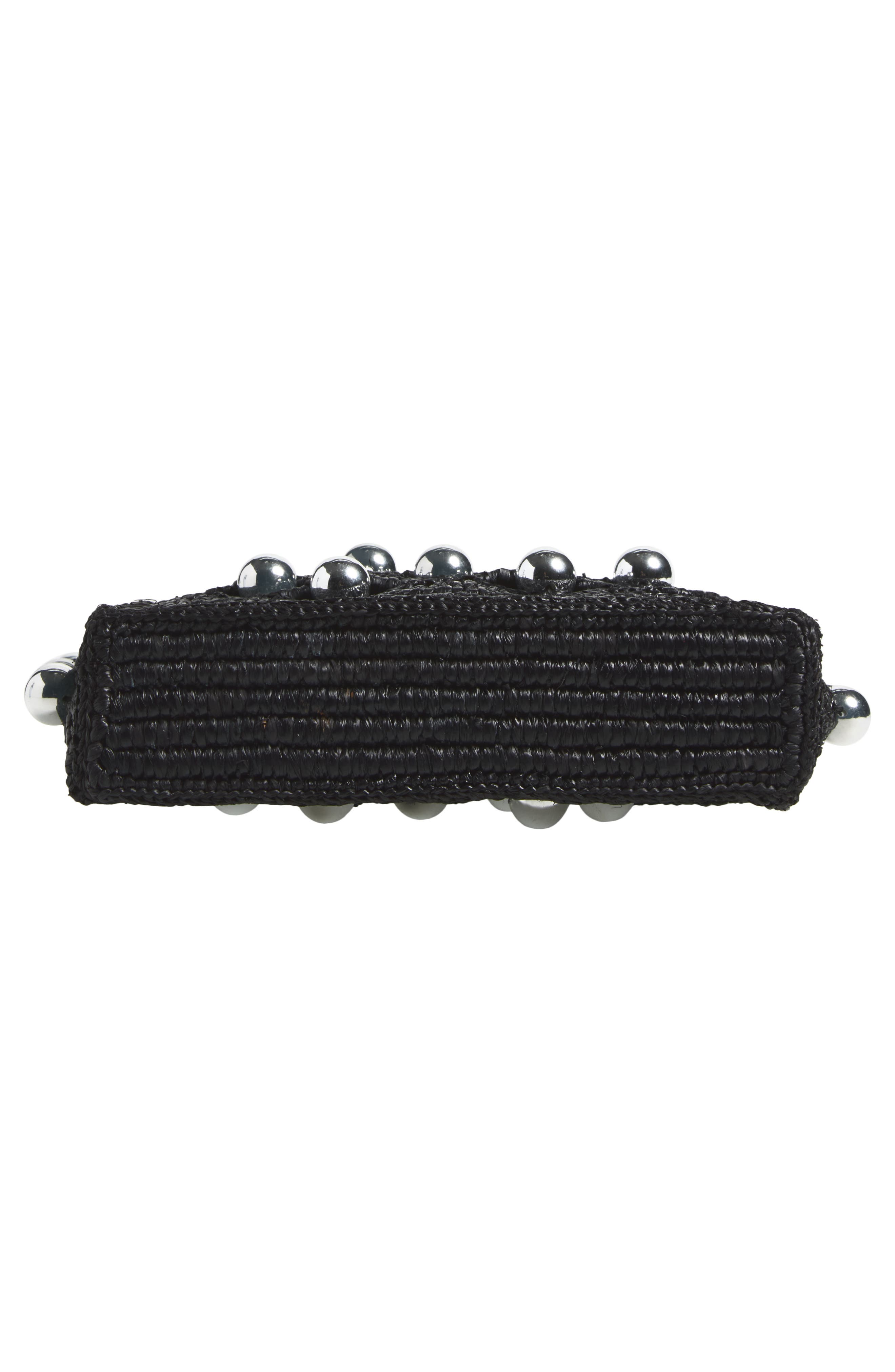 Small Raffia Tote Bag, Alternate, color, BLACK / SILVER