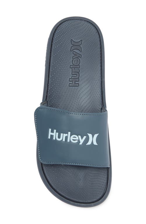 Hurley Logo Slide Sandal In Navy/light Blue