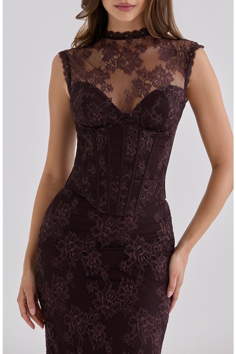 Serida Lace Corset Top, Main, color, CHOCOLATE BROWN