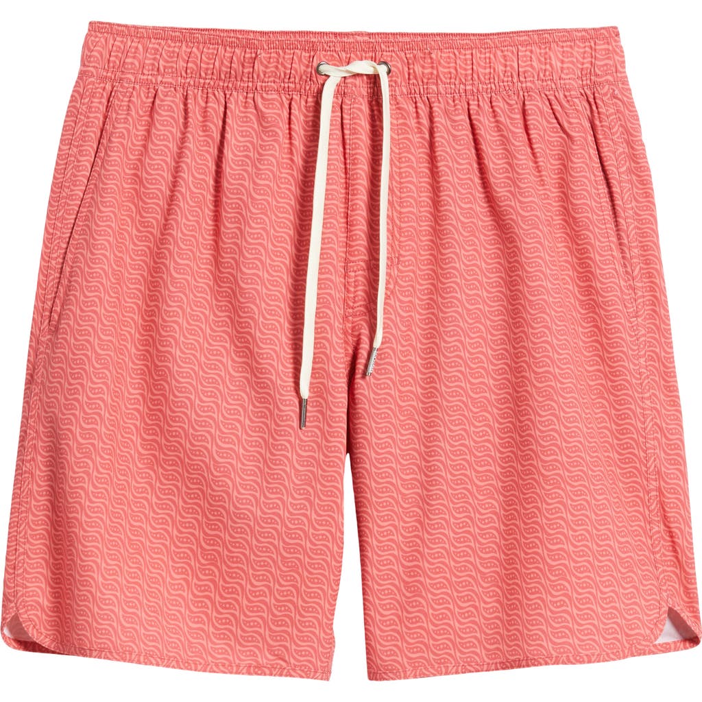 Fair Harbor The Anchor Swim Trunks In Red Twisted Waves