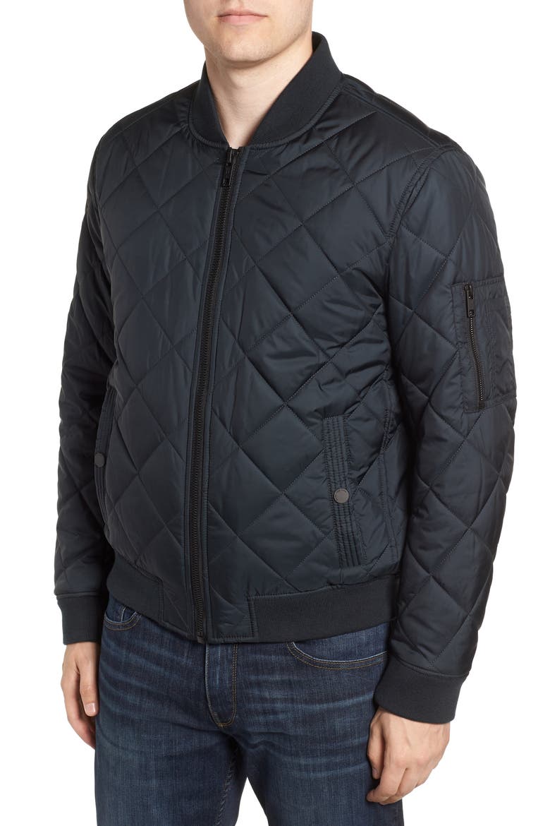 Fletcher Quilted Bomber Jacket, Alternate, color, BLACK