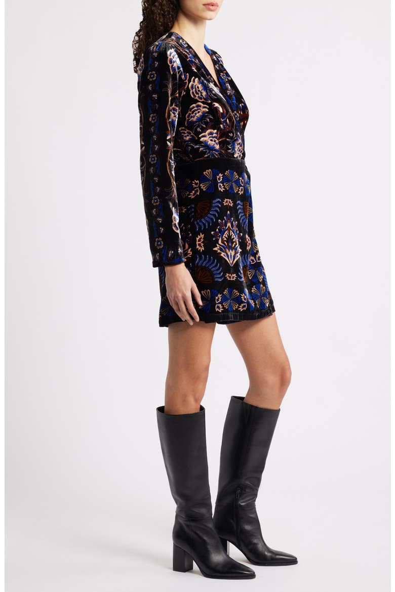 Arabesque Mix Scarves Wrap Minidress, Alternate, color, BLACK