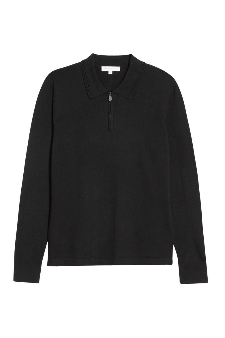 Merino Wool Quarter Zip Sweater, Alternate, color, BLACK