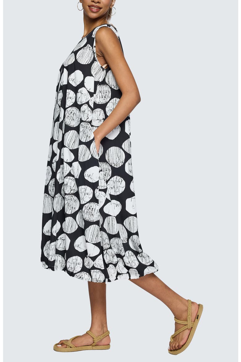 Selenea Printed Balloon Dress, Alternate, color, Black Print