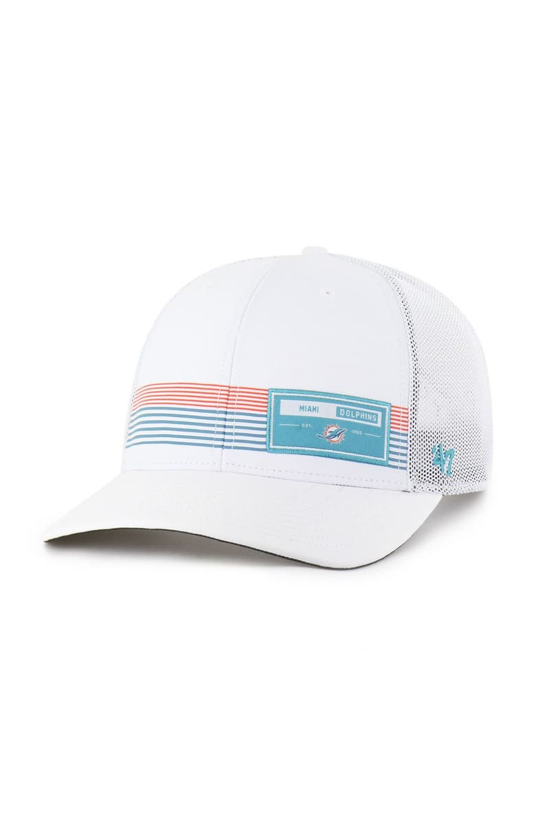 '47 Men's '47 White Miami Dolphins Rangefinder Trucker Adjustable Hat, Main, color, White