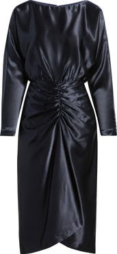 Julia Jordan Long Sleeve Satin Cocktail Midi Dress