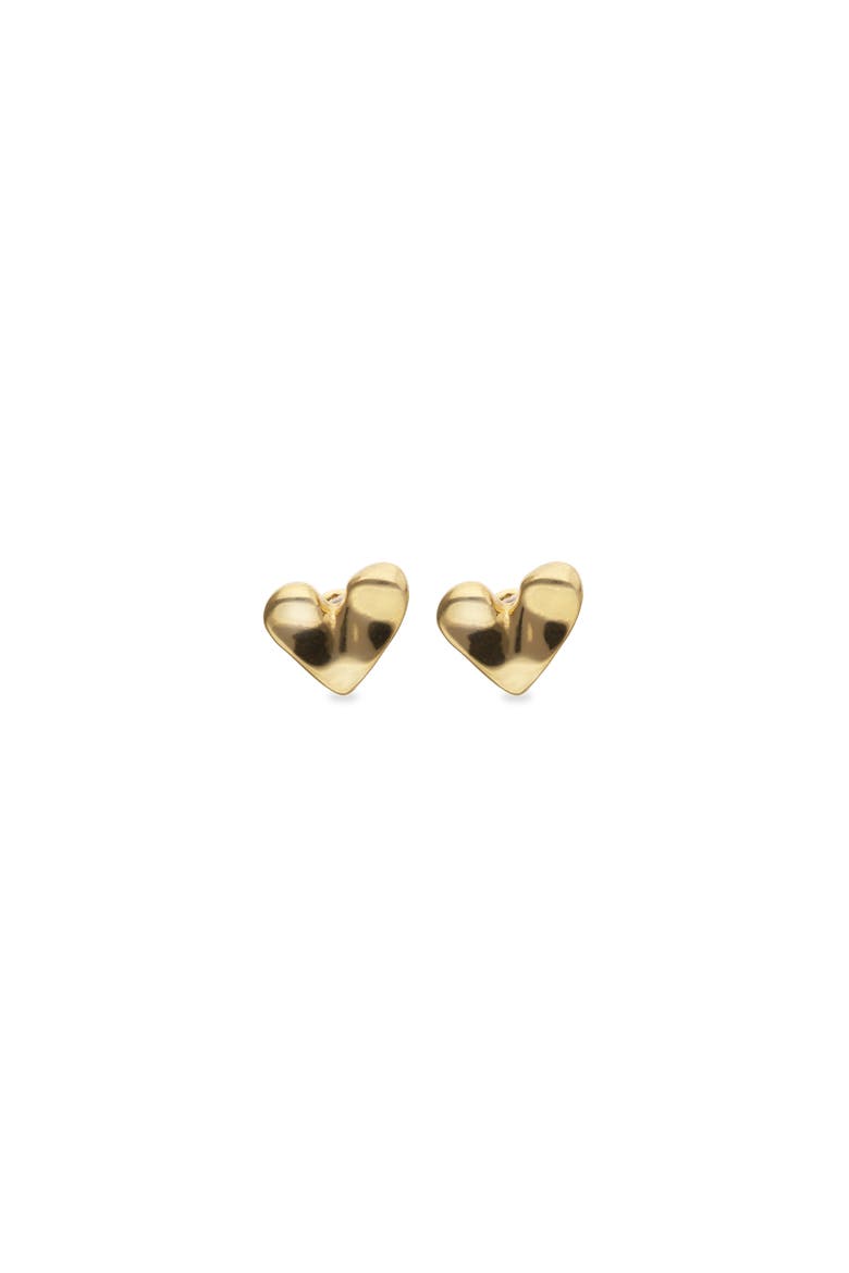 Heart Stud Earrings Plated in 18K Gold, Alternate, color, Gold