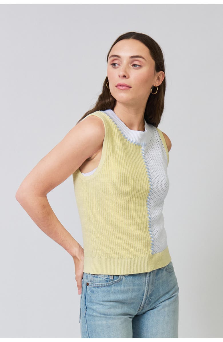 Central Park West Birdie Two Toned Whipstitch Shell, Alternate, color, Yellow / White