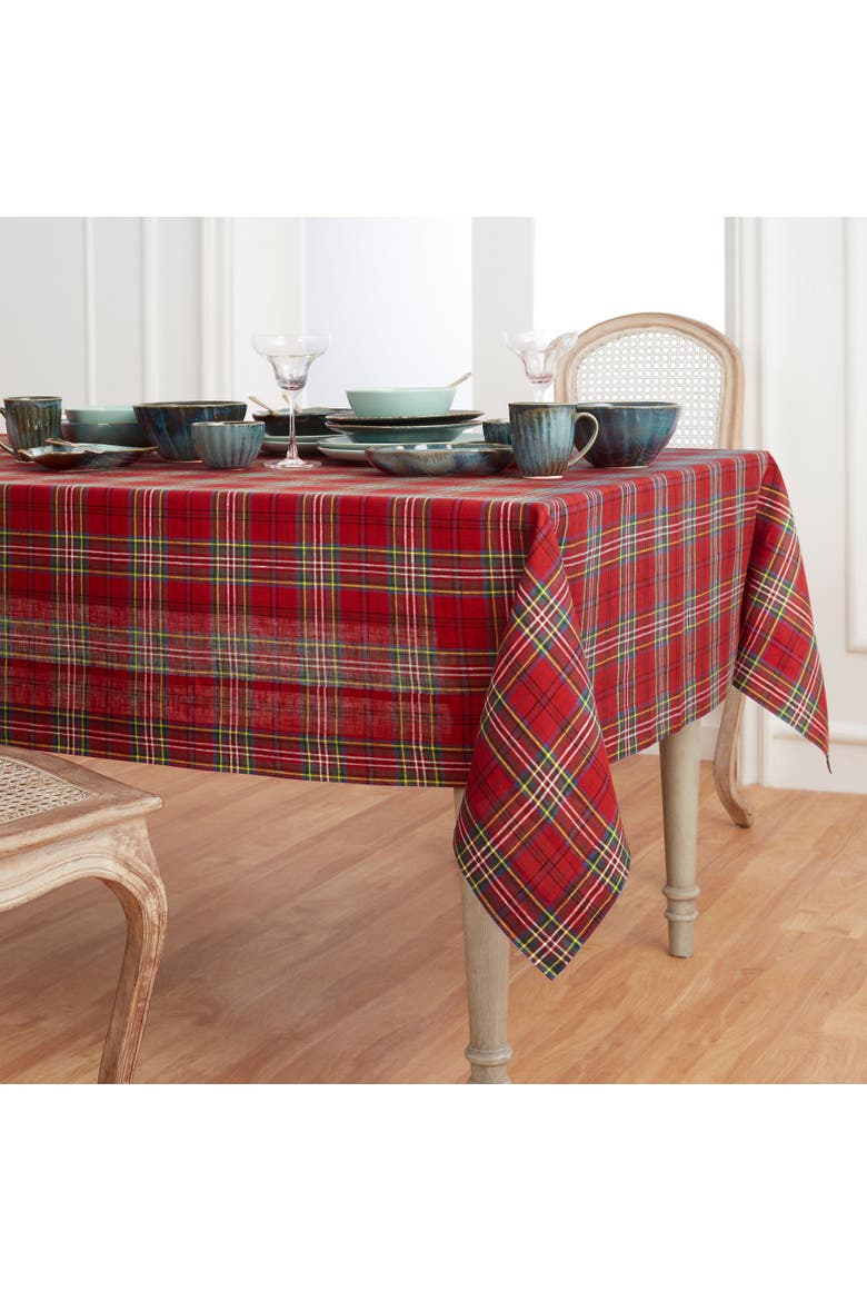 Linen Tablecloth - Classic Tartan Plaid, Alternate, color, Red