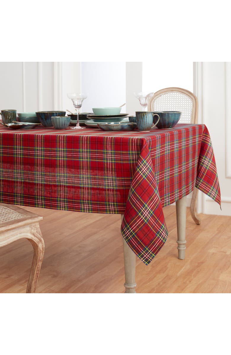 Solino Home Linen Tablecloth - Classic Tartan Plaid, Alternate, color, Red