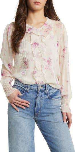 LoveShackFancy Silk Floral top Print Blouse