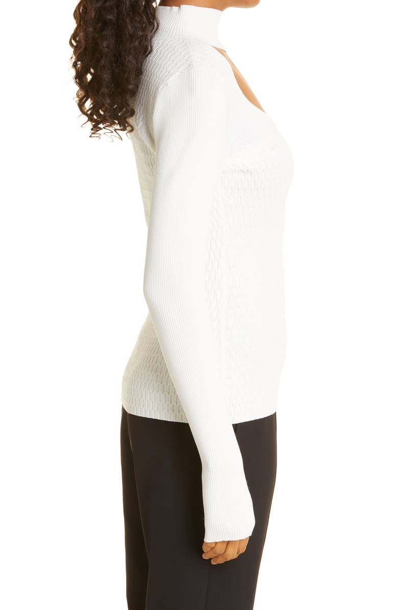 Milly Half Moon Cutout Sweater, Alternate, color, Ecru
