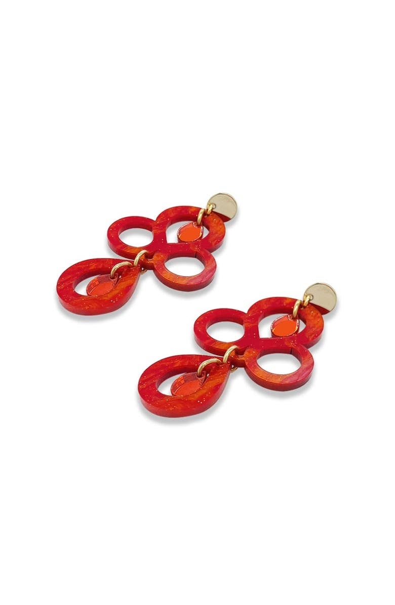 Toolally Petite Batik Earrings - Sienna Red & Orange Mirror, Alternate, color, Sienna Red & Orange Mirror