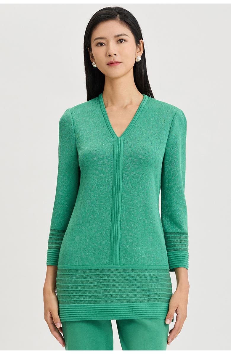 Ming Wang Classic Burnout Medallion Soft Knit Tunic, Alternate, color, Kelly Green