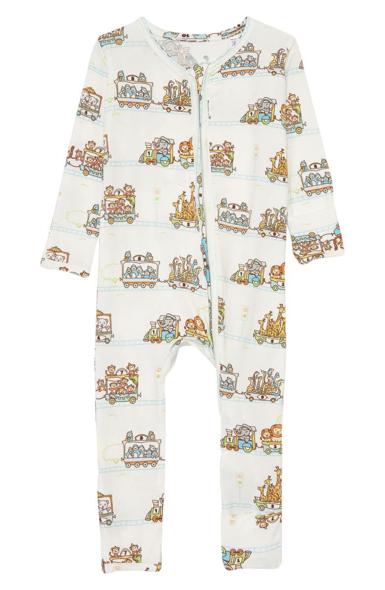 Bellabu Bear Kids' Zoo Train Convertible Footie Pajamas, Main, color, 