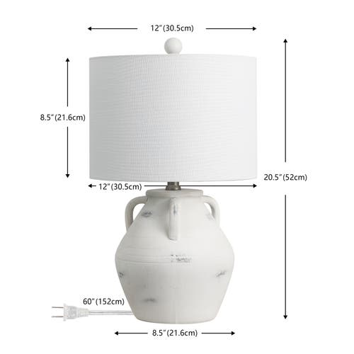 Jonathan Y Altea 20.5" Rustic Coastal Pottery Jar Led Table Lamp In White