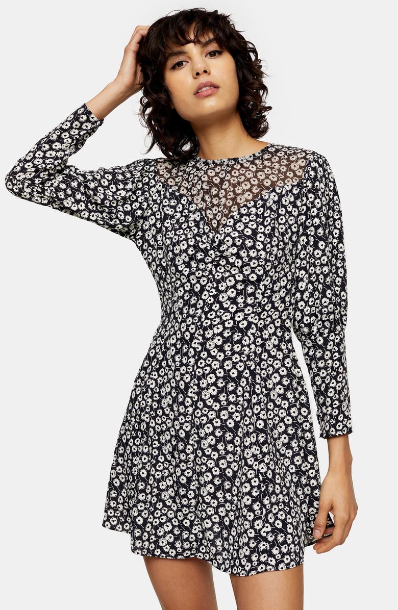 Topshop Twist Grunge Long Sleeve Minidress, Alternate, color,