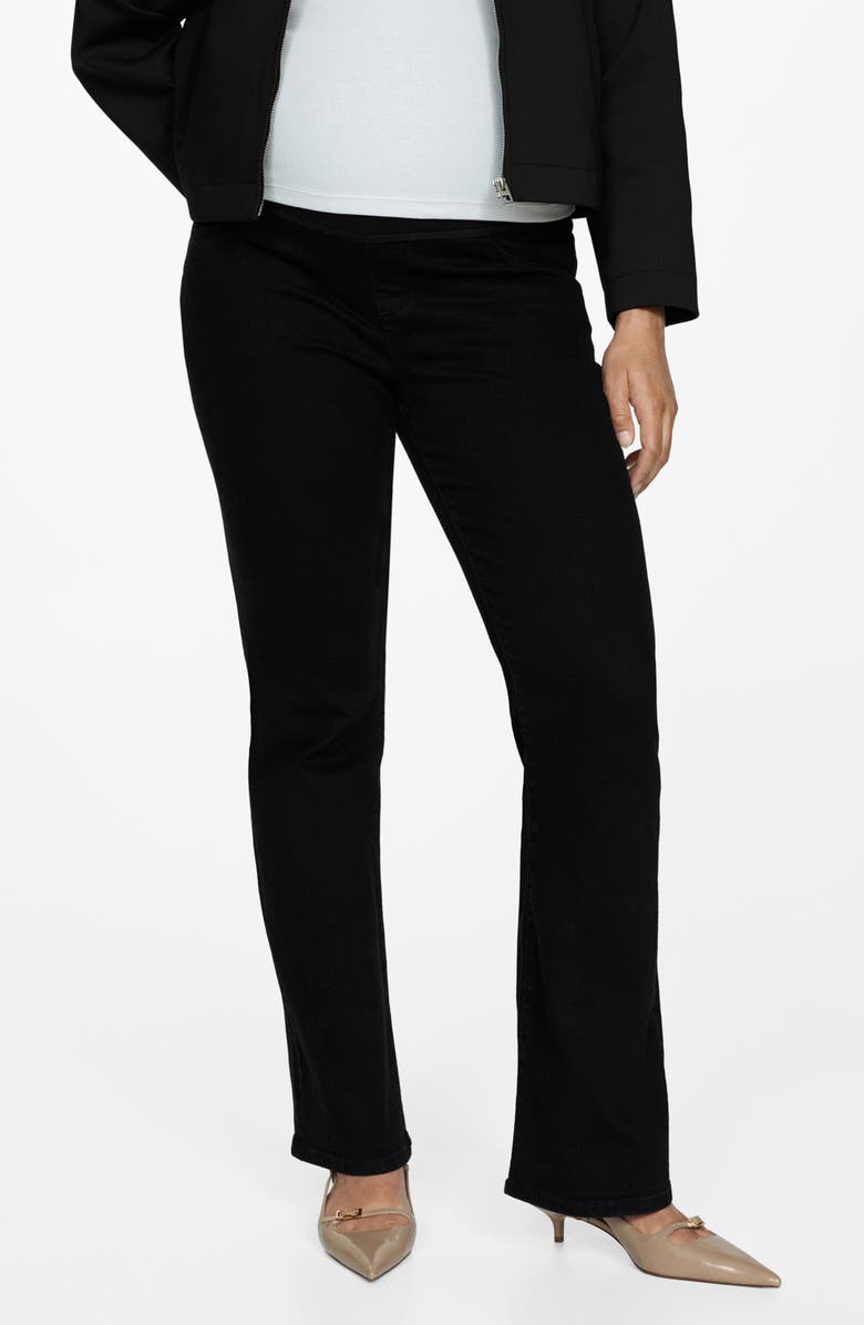 MANGO Over the Bump Flare Maternity Jeans, Main, color, Black Denim