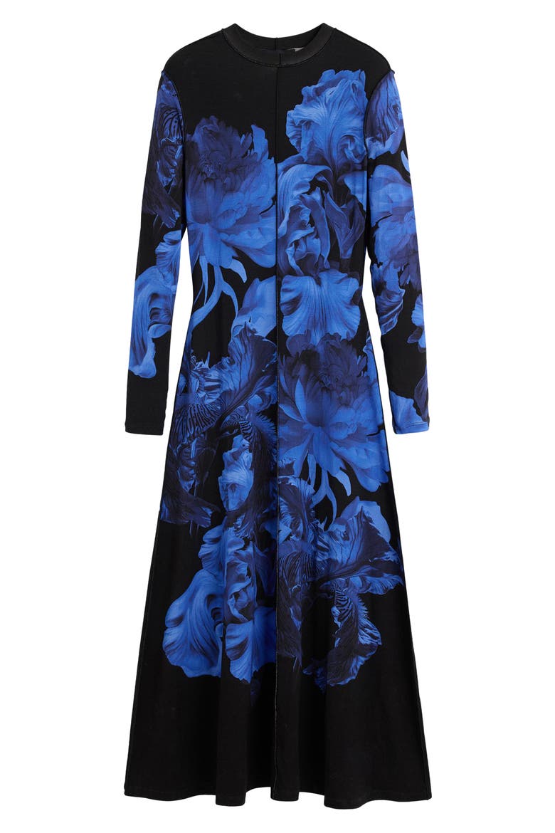 Floral Print Long Sleeve Dress, Alternate, color, DARK BLUE