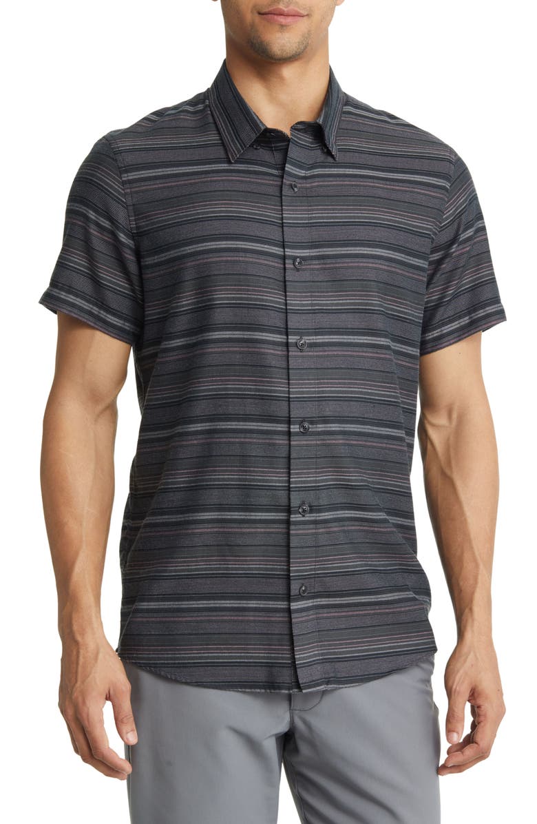 TravisMathew Final Gambit Short Sleeve Button-Up Shirt, Main, color,