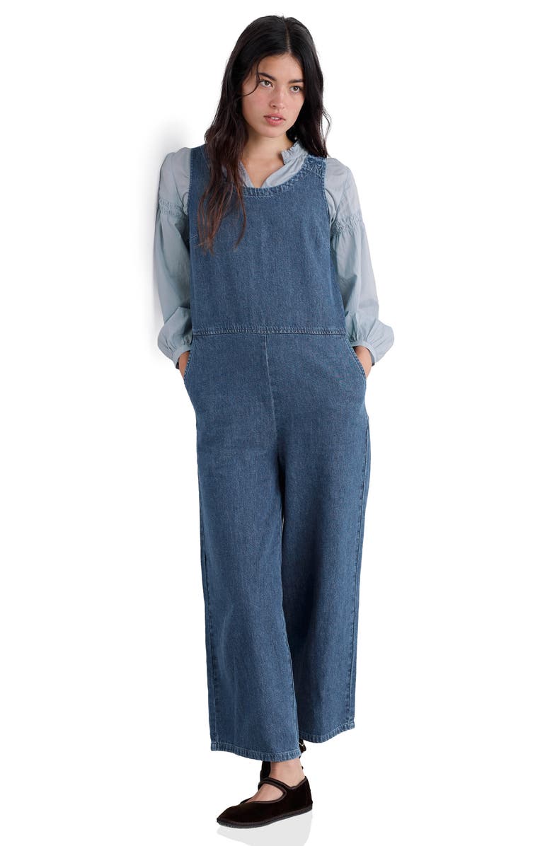 Seasalt Cornwall Salt Air Wide Leg Denim Jumpsuit, Alternate, color, Mid Wash