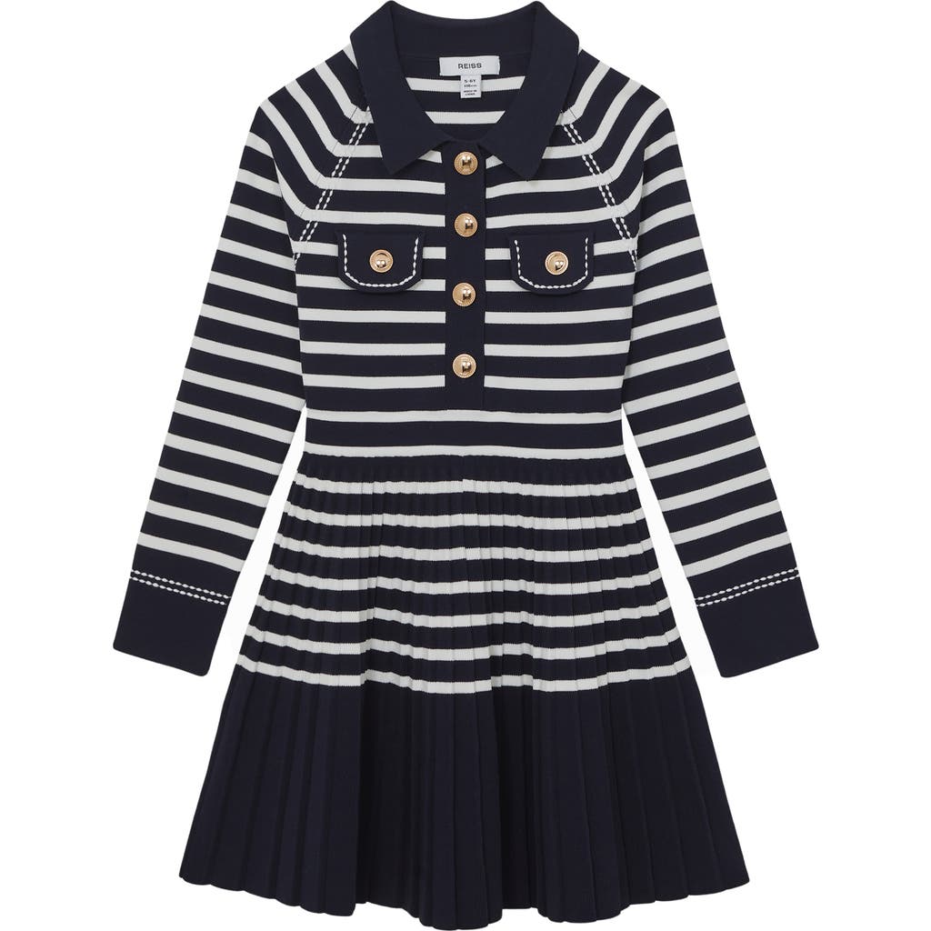Reiss Girls' Sapna Striped Knitted Dress - Little Kid, Big Kid In Blue