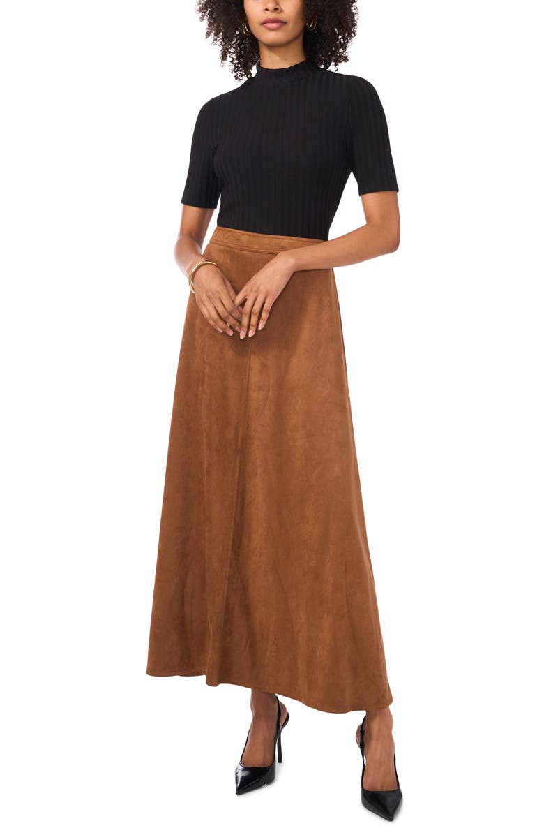 Vince Camuto Faux Suede A-Line Skirt, Alternate, color, 