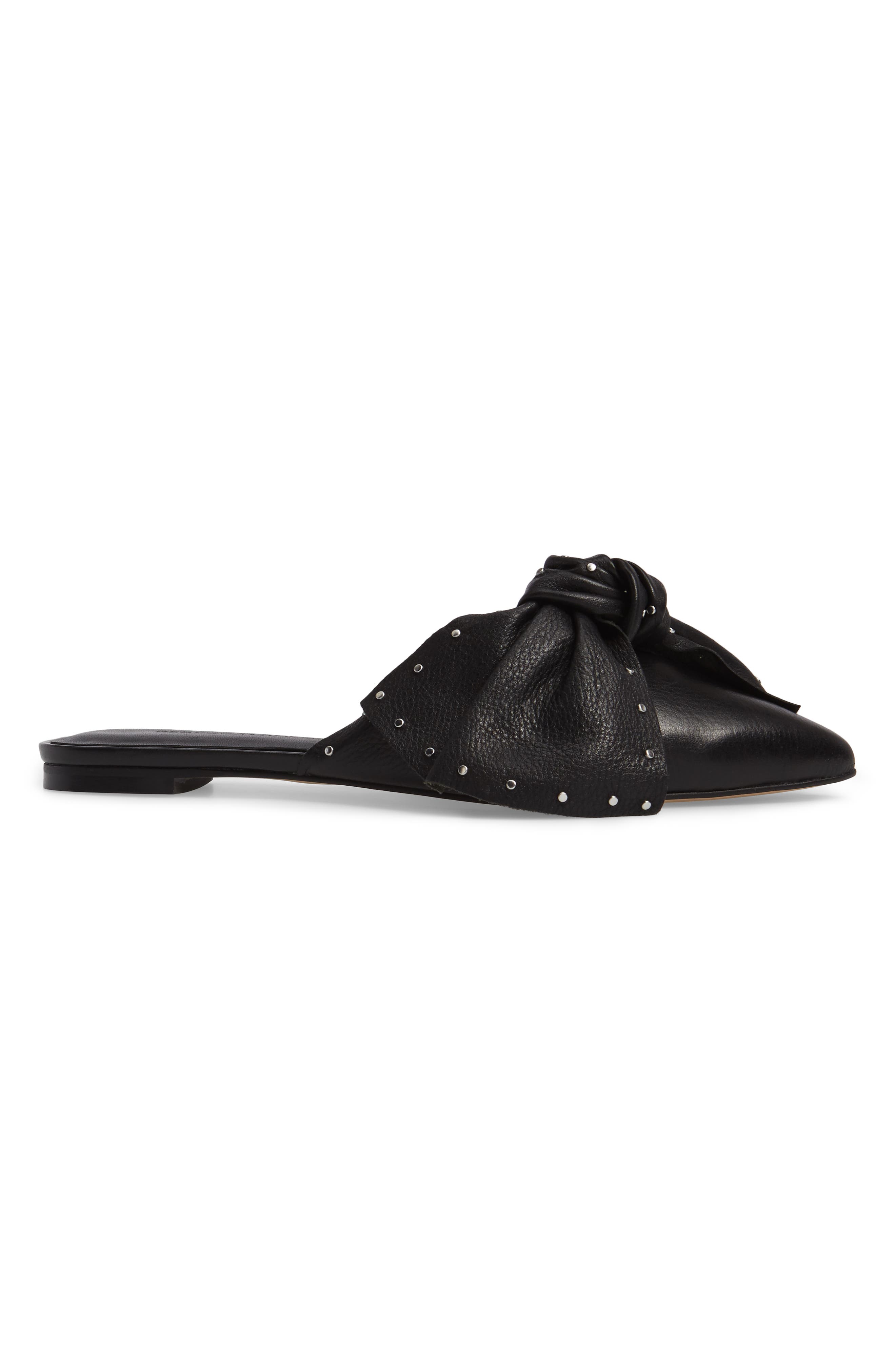 Alexis Stud Knotted Mule, Alternate, color, BLACK LEATHER