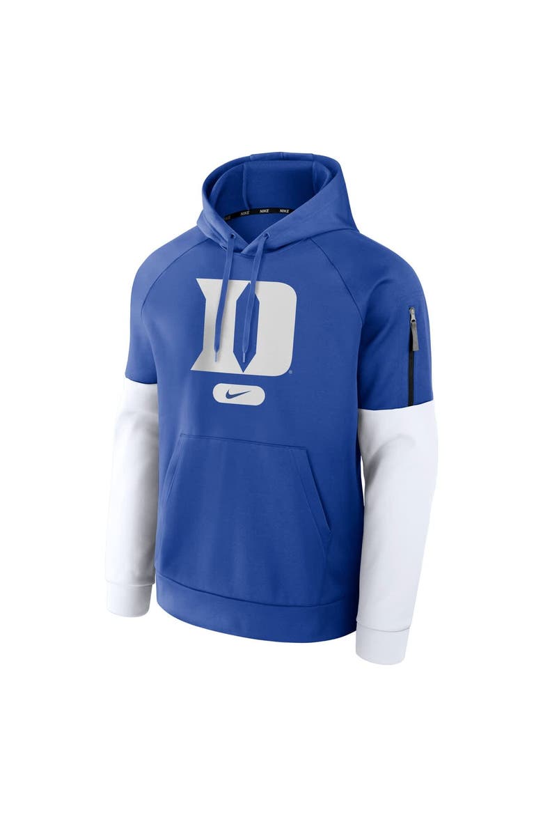 Men's Nike Royal Duke Blue Devils Fitness Raglan Performance Pullover Hoodie, Alternate, color, Royal