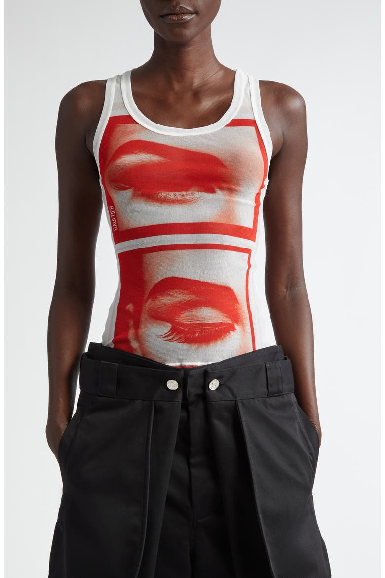 Eye Print Mesh Tank, Main, color, WHITE/ RED/ LIGHT ORANGE