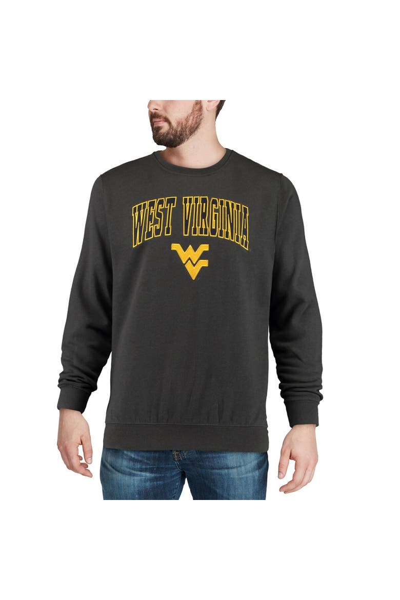 Men's Colosseum Charcoal West Virginia Mountaineers Arch & Logo Crew Neck Sweatshirt, Alternate, color, Charcoal
