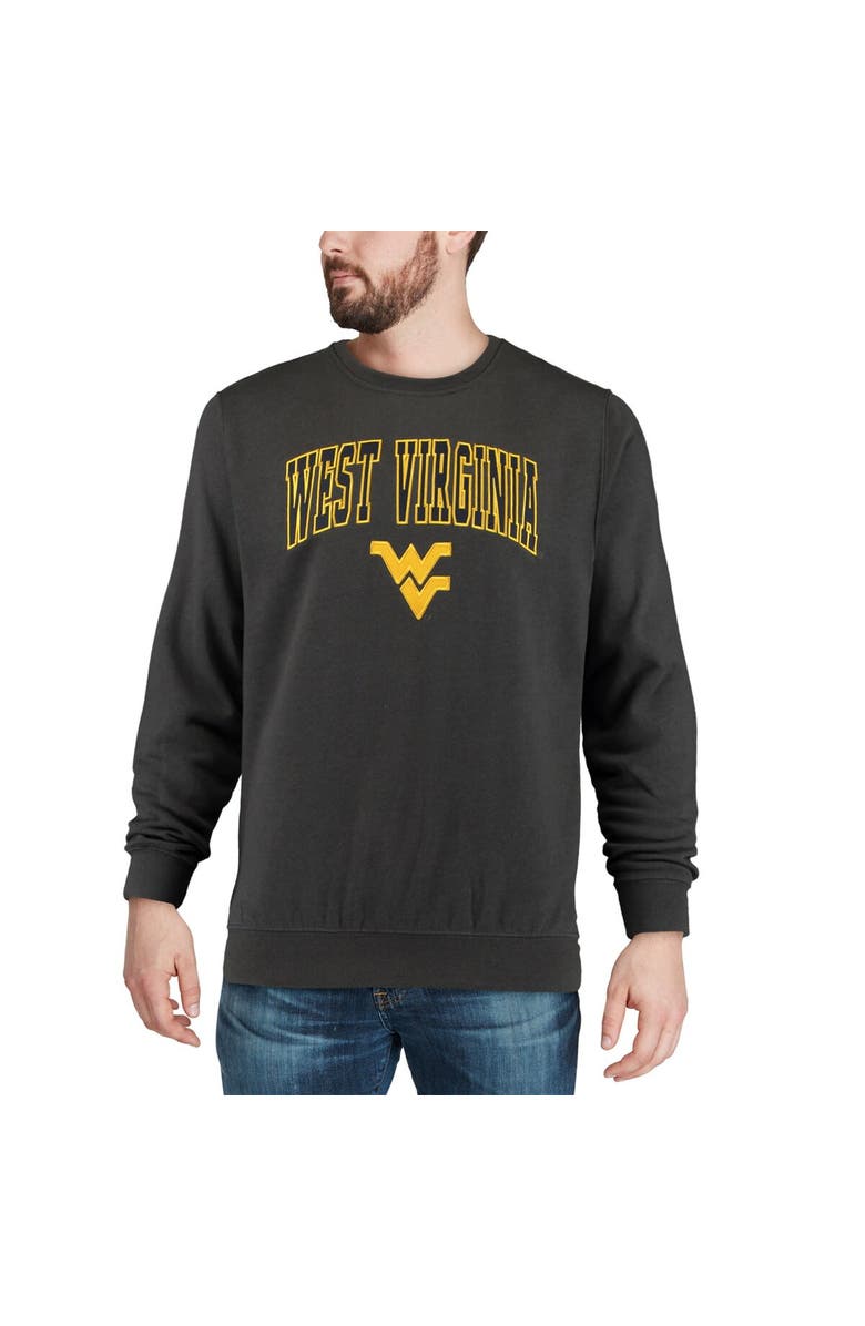 COLOSSEUM Men's Colosseum Charcoal West Virginia Mountaineers Arch & Logo Crew Neck Sweatshirt, Alternate, color, Charcoal