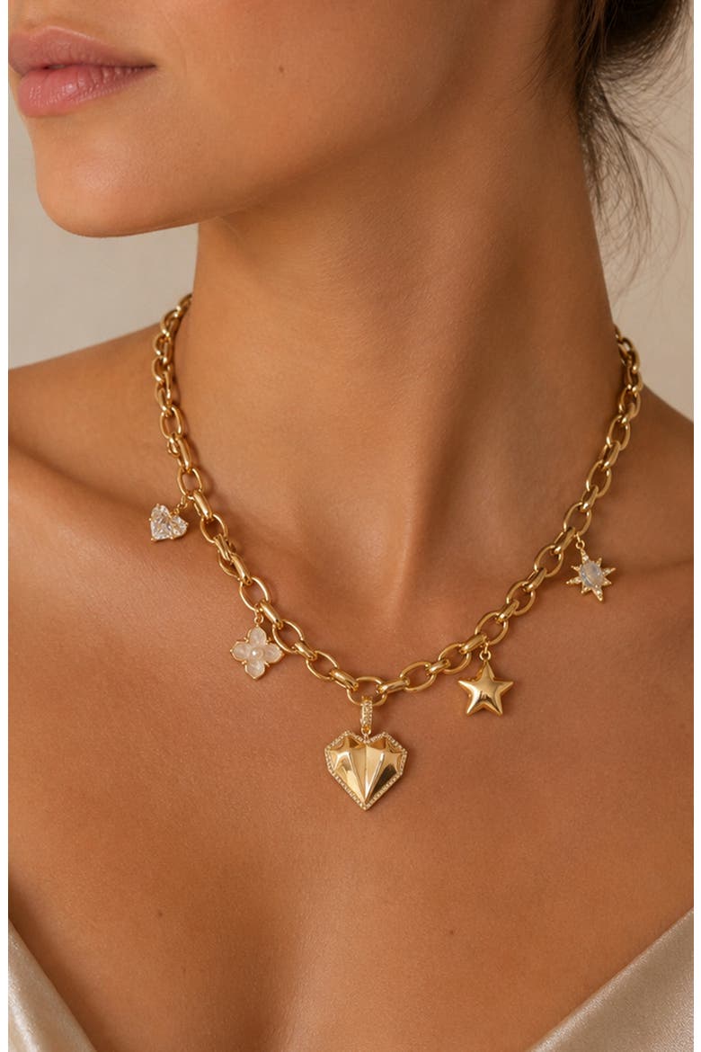 Sweetheart Charm Necklace, Alternate, color, GOLD