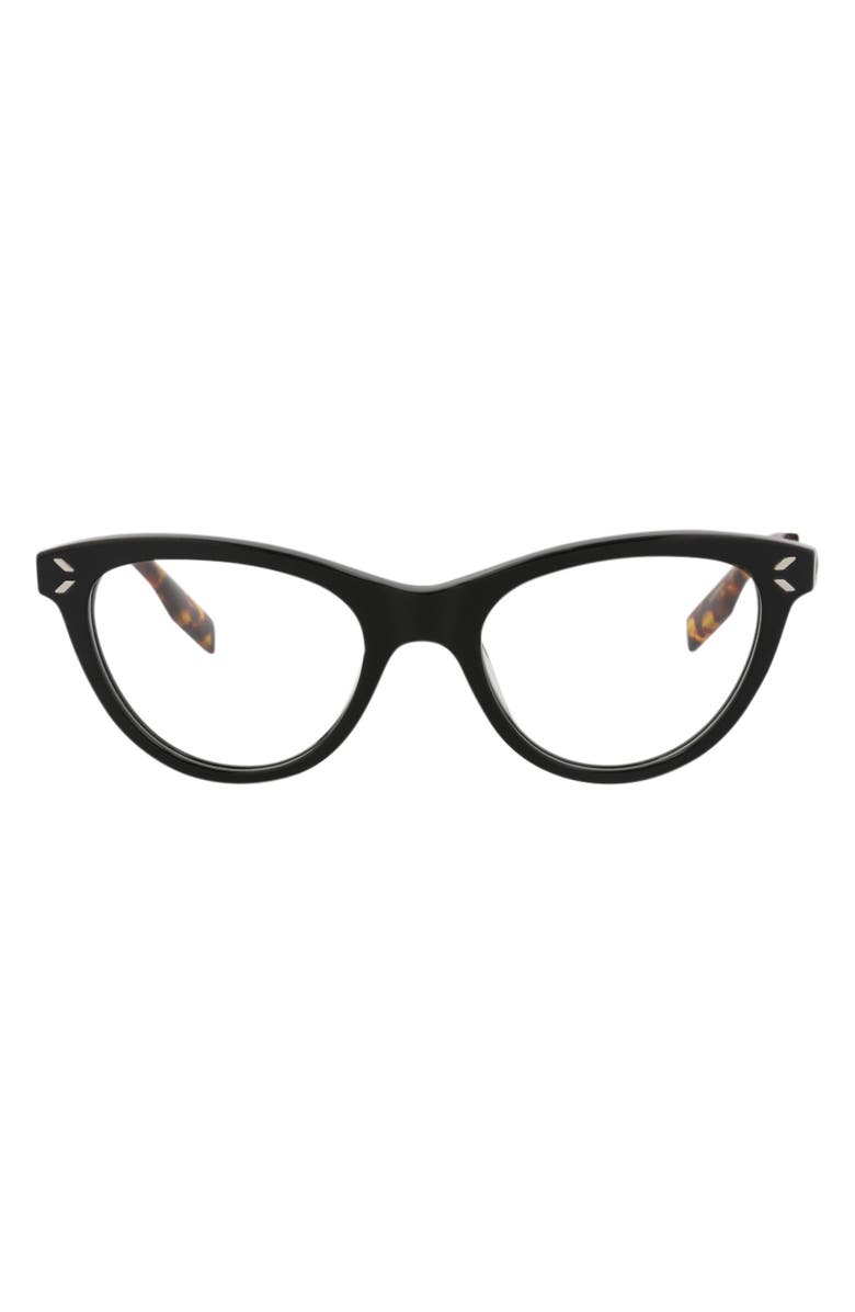 McQueen 46mm Cat Eye Optical Glasses, Main, color, Black Ruthenium Transparent
