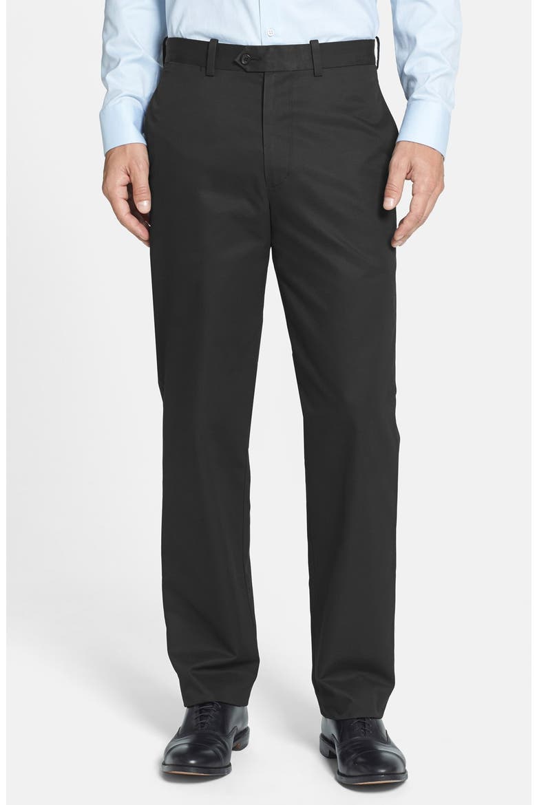Smartcare™ Flat Front Supima® Cotton Pants, Main, color, BLACK