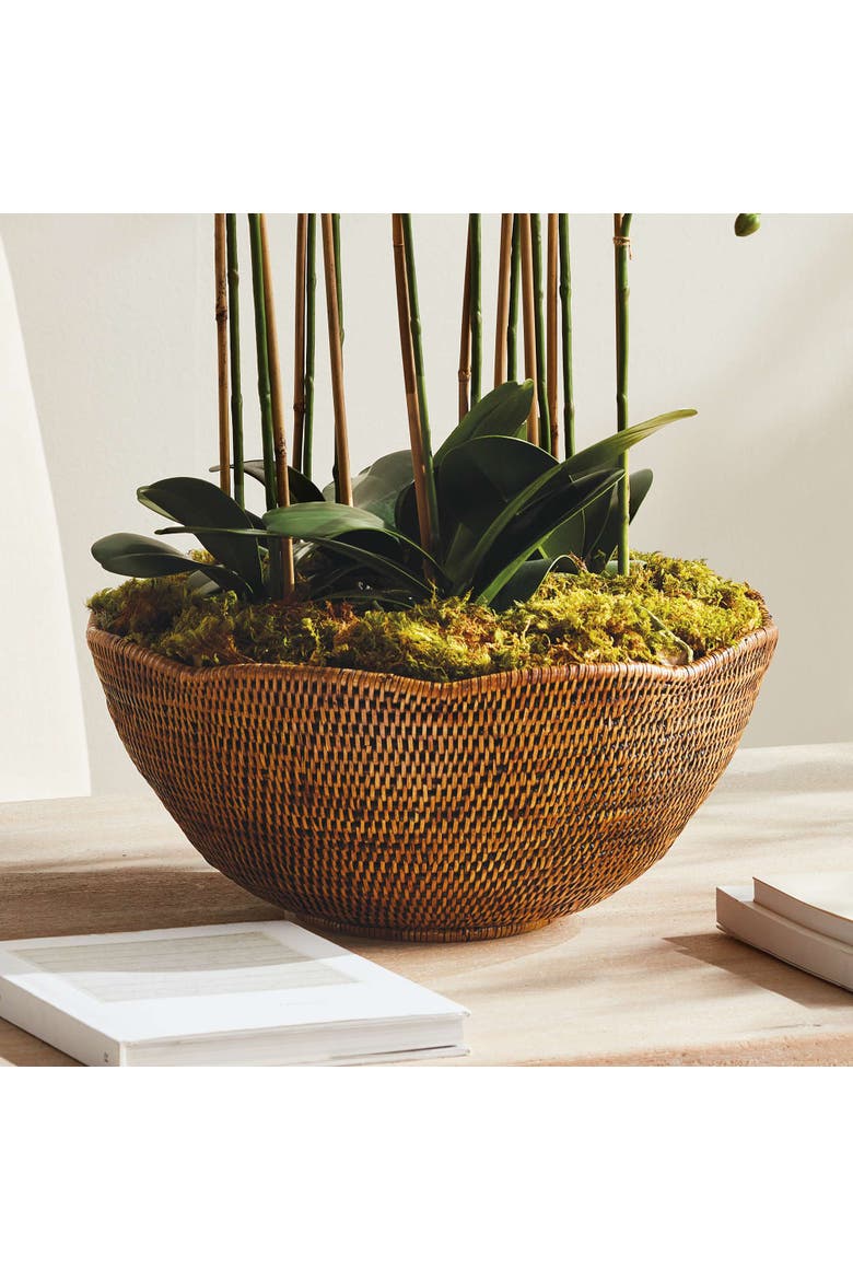 Burma Rattan Scalloped Edge Bowl Large, Alternate, color, Brown