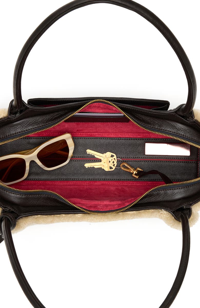 HAMMITT Short Paul Genuine Shearlign & Leather Baguette Bag, Alternate, color, Sundance Shearling/Gold