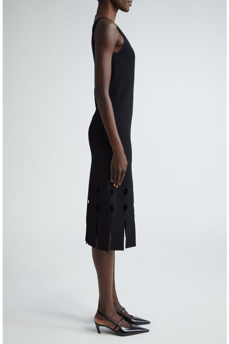 Cutout Fringe Hem Sweater Dress, Alternate, color, BLACK