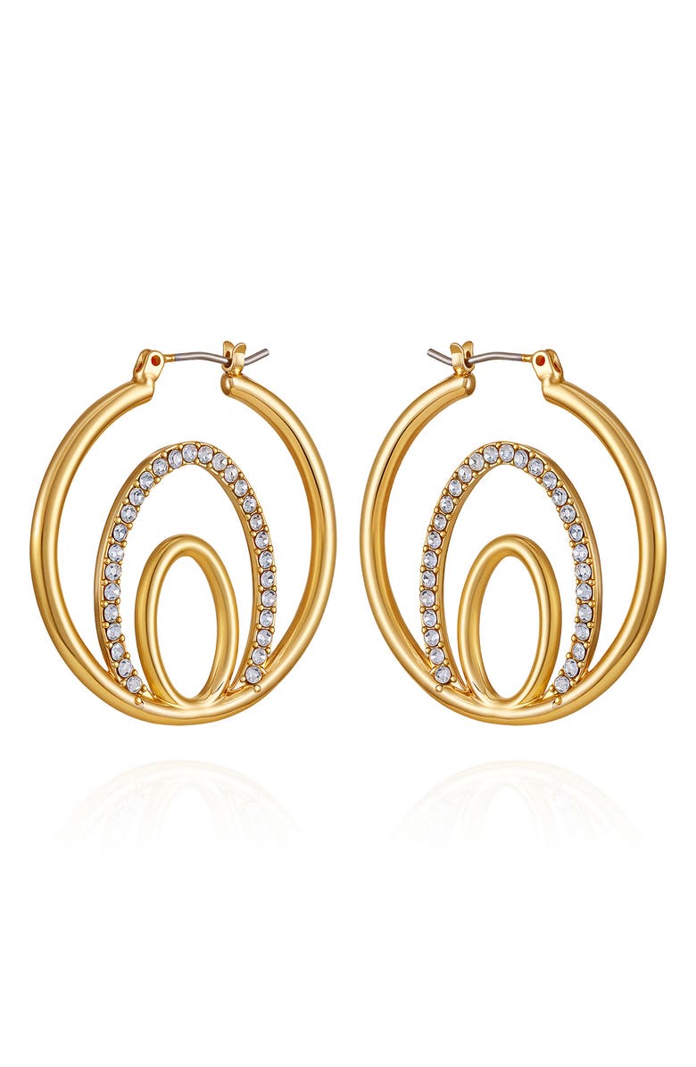 Vince Camuto Crystal Layered Hoop Earrings, Main, color, Gold Tone