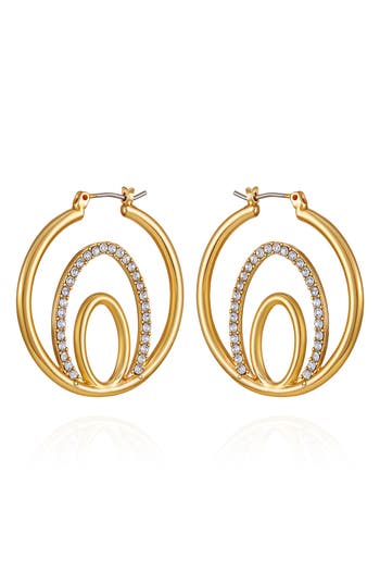 Vince Camuto Crystal Layered Hoop Earrings In Gold